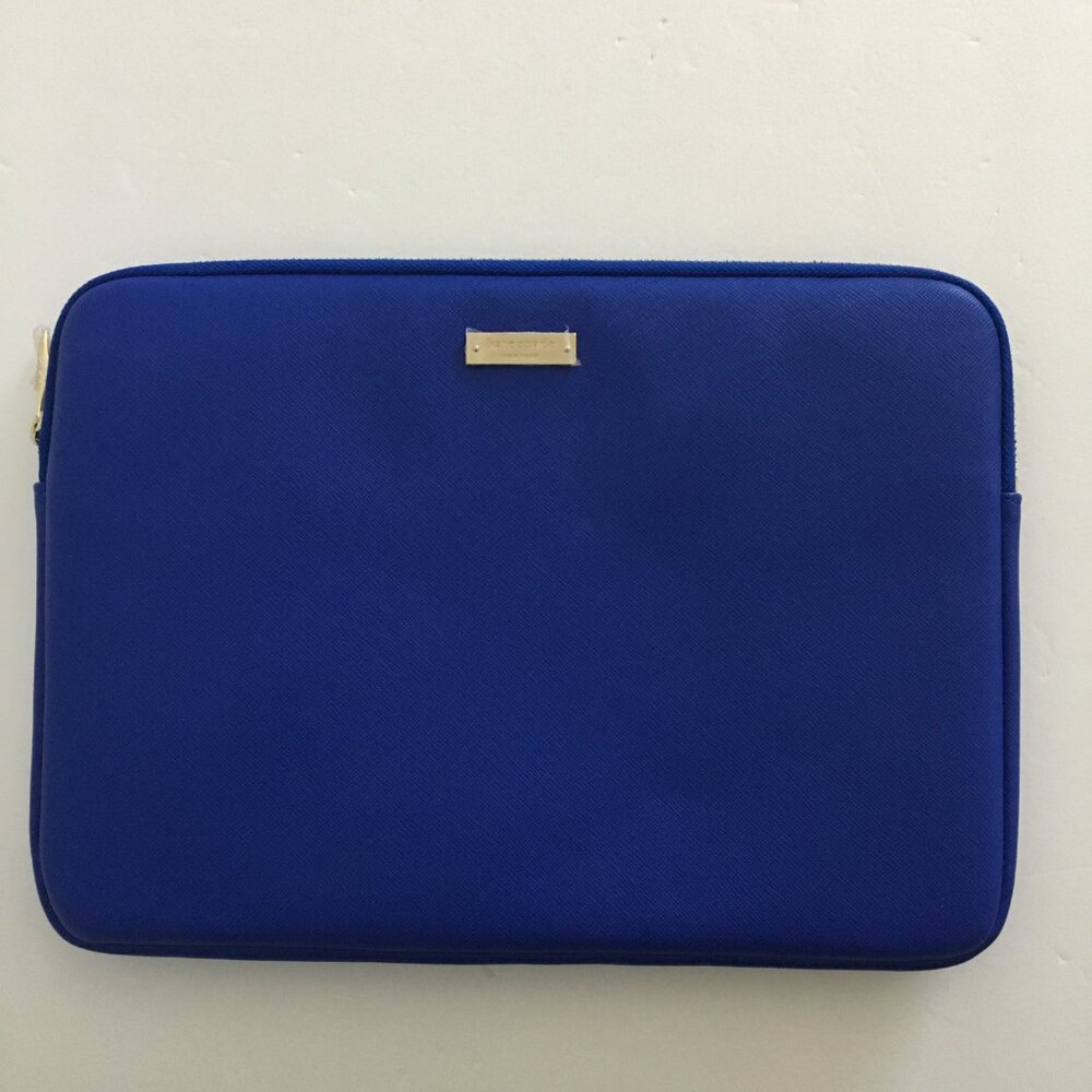 Kate Spade Saffiano Laptop Sleeve Blue Faux Leather Fits Up to 13.5 Laptop